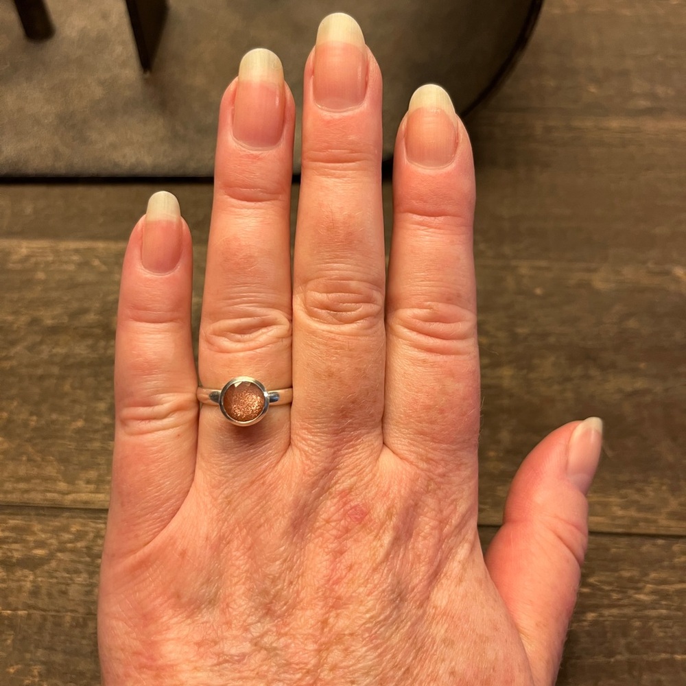 Peach Oregon Sunstone Sterling Ring